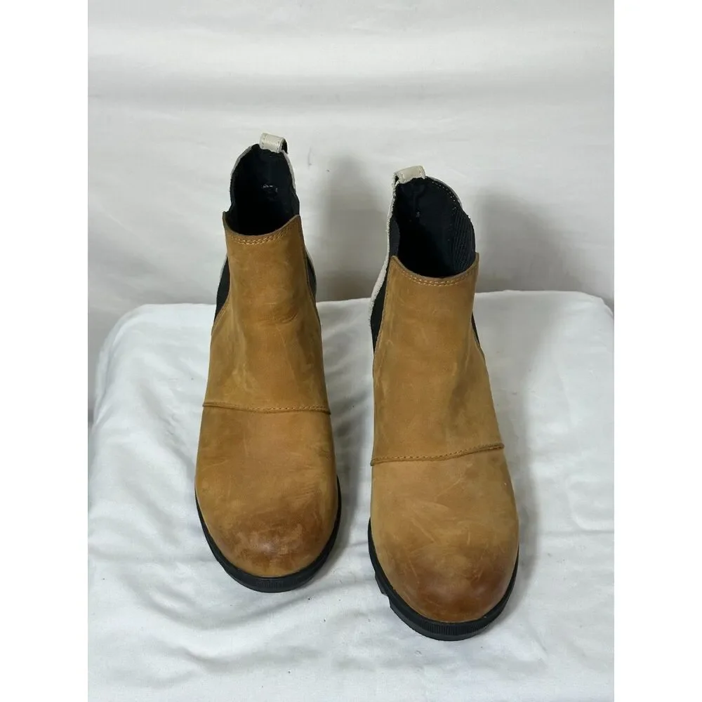 Sorel Women Joan Of Arctic II Boot Size 8.5 White Tan Bootie Hidden Wedge